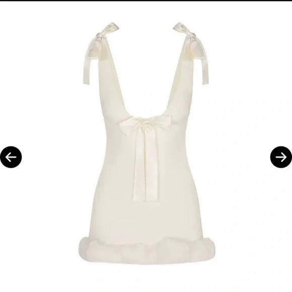 SKIMS Cream Mini Dress with Bow Detail - Picture 2 of 3